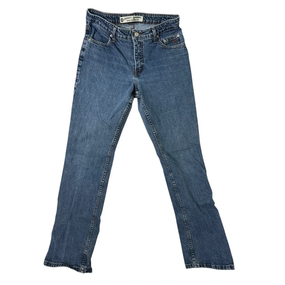 Harley Davidson Womens Jeans Straight Leg Denim Medium Wash Size 6L‎ 29 x 33
